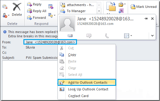 add new contacts to outlook